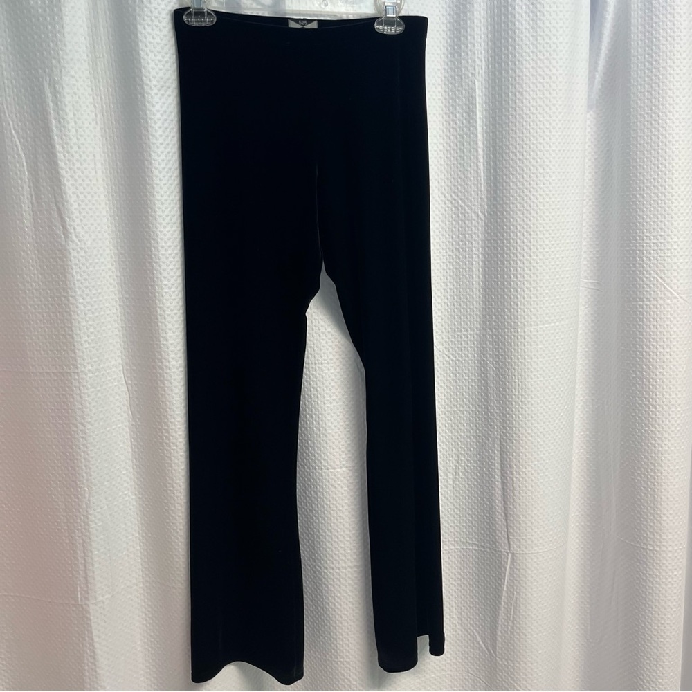 525 America Womens Black Velvet Straight Leg Elastic Waist Pants Size S